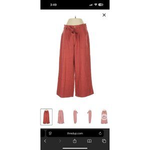 Mason & Belle Womens Coral Linen Tie Waist Wide Leg Pants L NWT